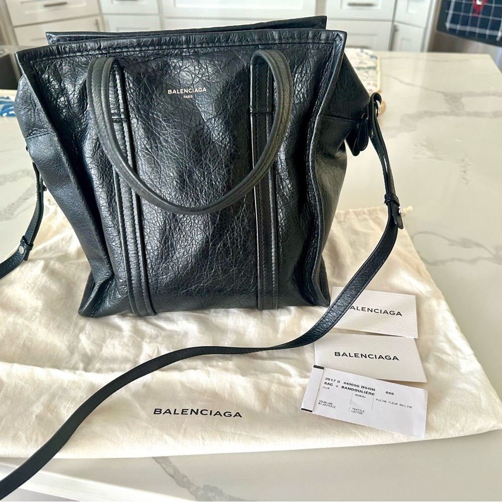 Balenciaga Textured Black Two way tote and crossbody bag